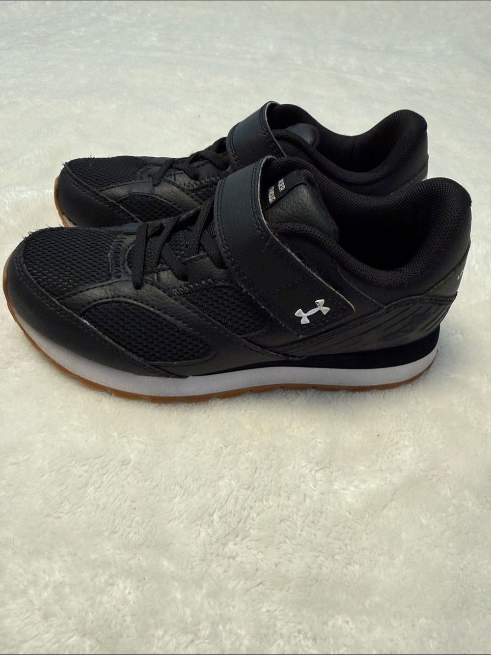 Under Armour Kids Black Mesh & Synthetic Hook-and-Loop Sneakers
